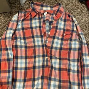 NWOT J.Crew lightweight plaid 3/4 button collared blouse